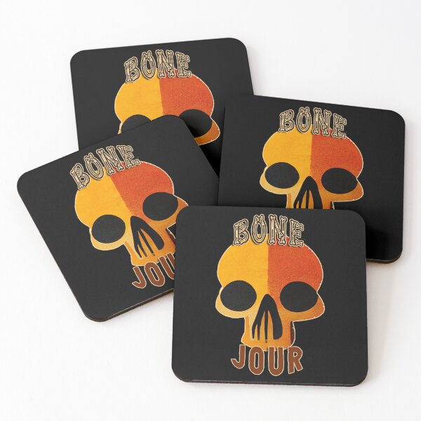 Item preview, Bone Jour Funny Bone Pun Skull Skeleton Retro designed and sold by Bug & Brush.