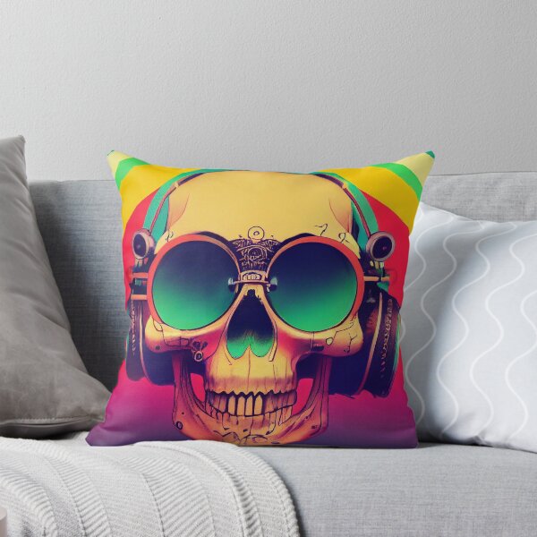 Item preview, Skelly DJ Skull Skeleton Retro Bright Skull With Headphones designed and sold by Bug & Brush.