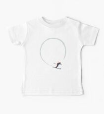 Mid Century Figure 8 Skiers in Retro Style on Teal Baby Tee