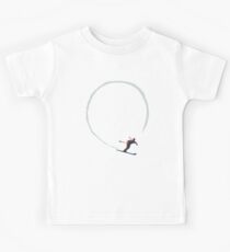 Mitte des Jahrhunderts Abbildung 8 Skifahrer im Retro-Stil auf Teal Kinder T-Shirt