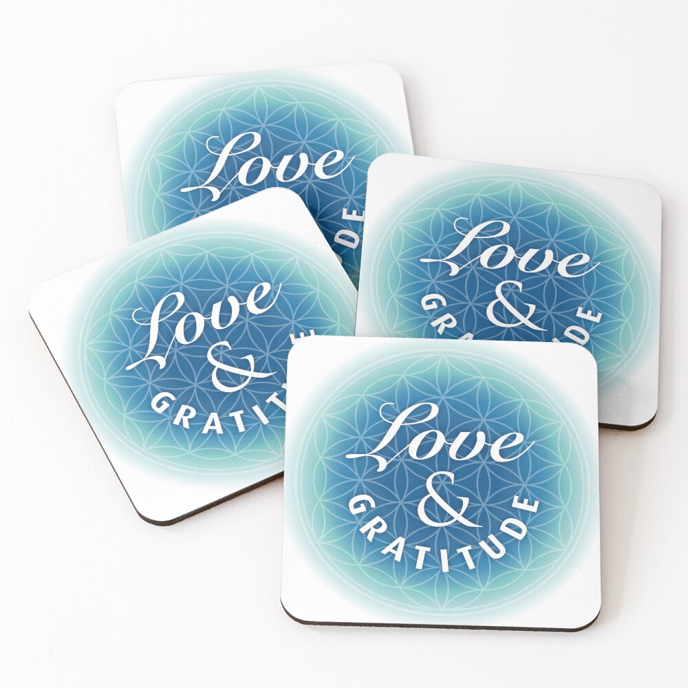 Love & Gratitude on Flower of Life Coasters (Set of 4)