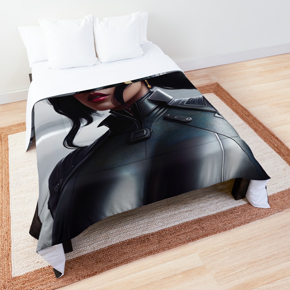 Space Pilot Mevalia Duraine Beautiful Sci-Fi AI Concept Art Portrait by Xzendor7 Decorative Comforter