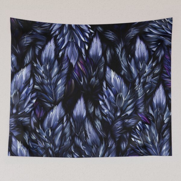 Item preview, black and purple seamlless crystal feather pattern designed and sold by TomFrontierArt.