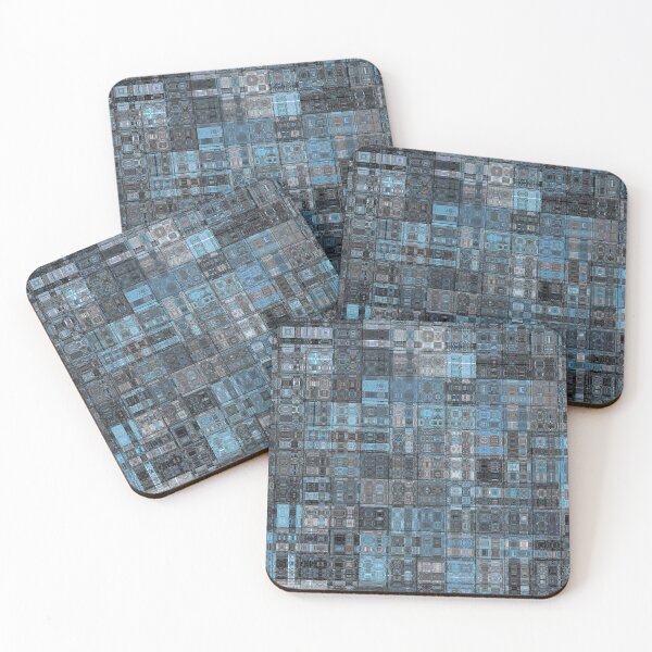Item preview, Artistic and Creative Abstract Square and Tile Intricate Design Pattern in Blue designed and sold by Trevor Hirst.