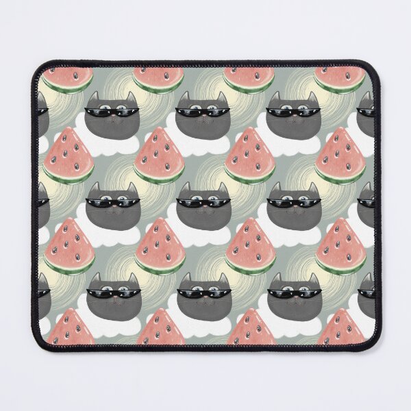 Item preview, Summer Watermelon Cat Pattern Olive Background designed and sold by Julia Sol.