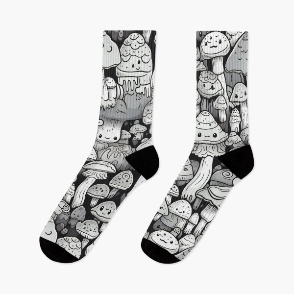 Item preview, Cute Seamless Mushroom Pattern, Black and White designed and sold by AdrianGrosu.