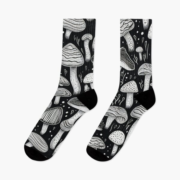 Item preview, Cute Seamless Mushroom Pattern, Black and White designed and sold by AdrianGrosu.