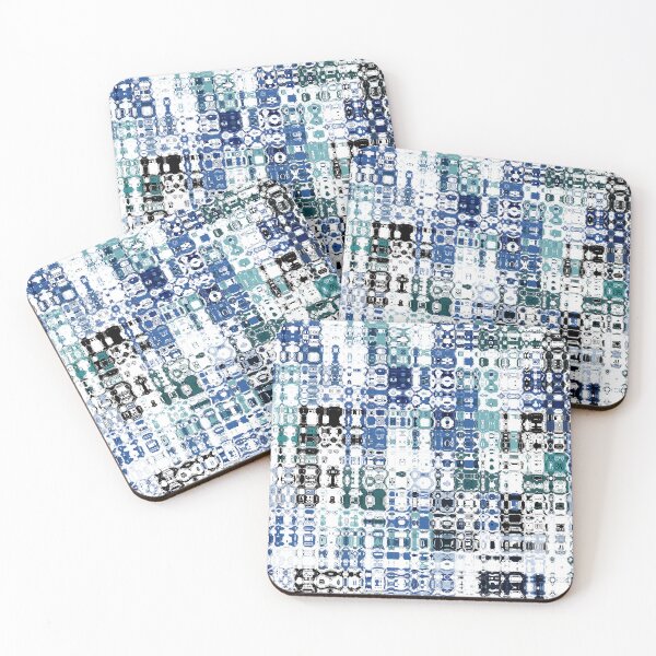 Item preview, Artistic and Creative Abstract Square and Tile Intricate Design Pattern in Blue designed and sold by Trevor Hirst.