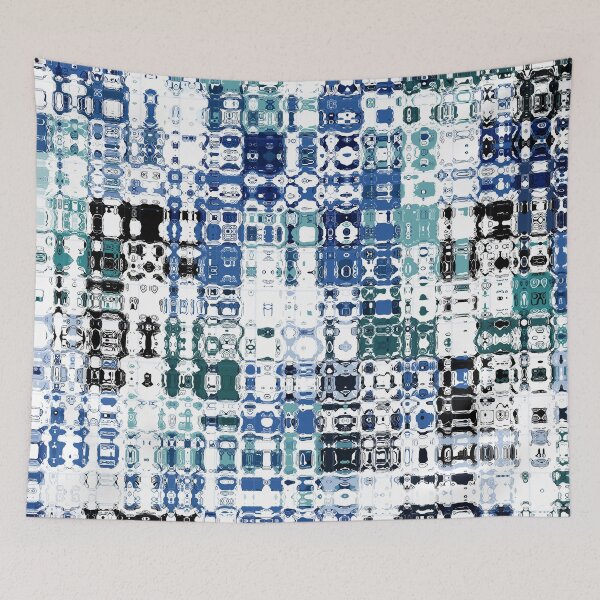 Item preview, Artistic and Creative Abstract Square and Tile Intricate Design Pattern in Blue designed and sold by Trevor Hirst.