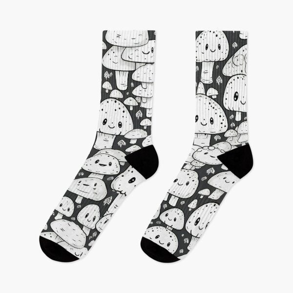 Item preview, Cute Seamless Mushroom Pattern, Black and White designed and sold by AdrianGrosu.
