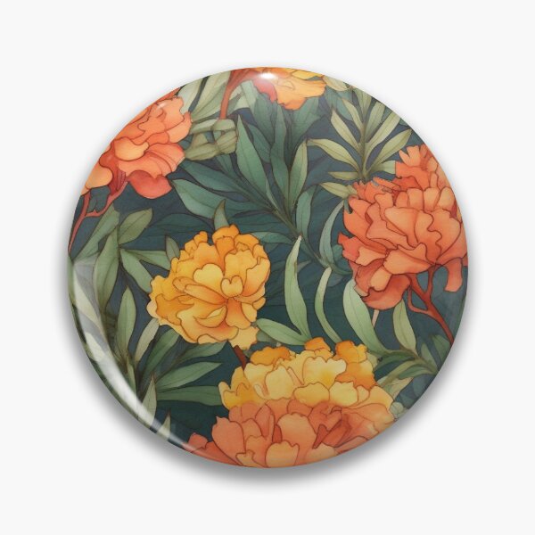 Item preview, Orange and Green Marigold Bloom Pattern designed and sold by sandy3105.