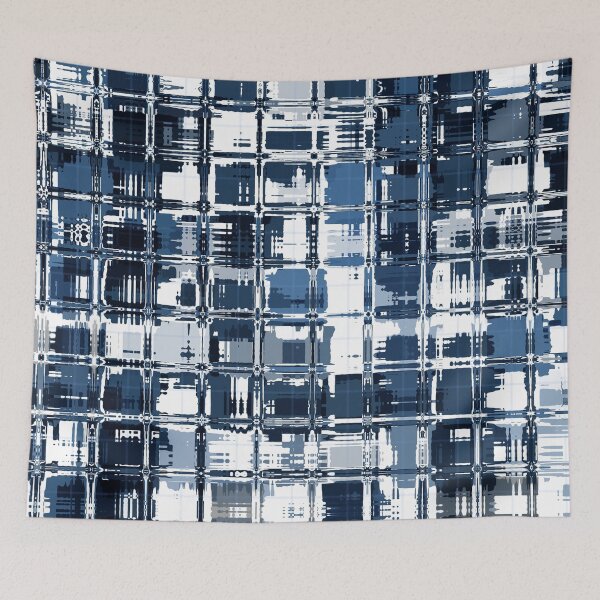 Item preview, Artistic and Creative Abstract Square and Tile Intricate Design Pattern in Blue designed and sold by Trevor Hirst.