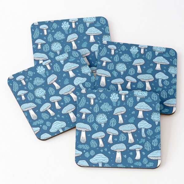 Item preview, Cute Blue Seamless Mushroom Pattern designed and sold by AdrianGrosu.