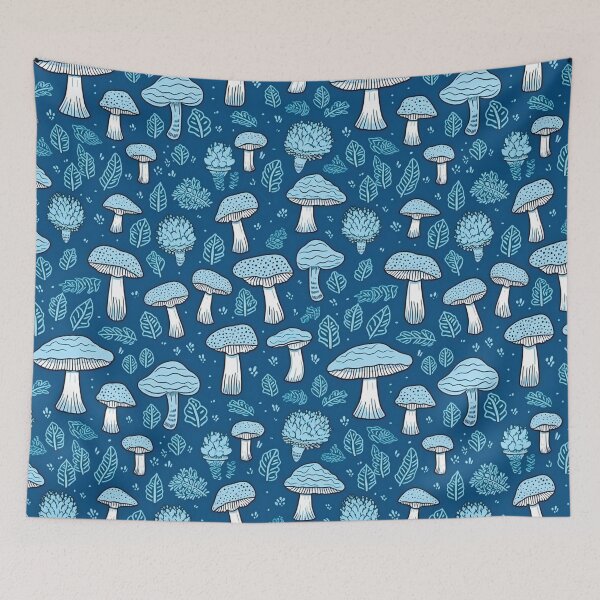 Item preview, Cute Blue Seamless Mushroom Pattern designed and sold by AdrianGrosu.
