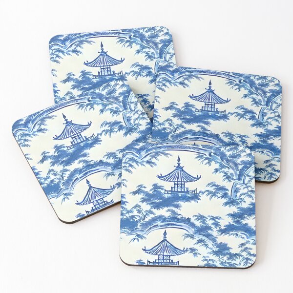 Item preview, Blue and white chinoiserie landscape designed and sold by SophieClimaArt.