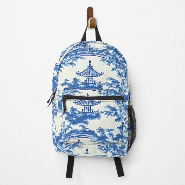 Item preview, Blue and white chinoiserie landscape designed and sold by SophieClimaArt.
