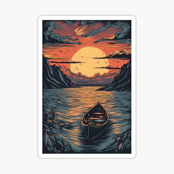 Item preview, Hyper-Detailed Canoe on the Lake Art Print designed and sold by aigcx.