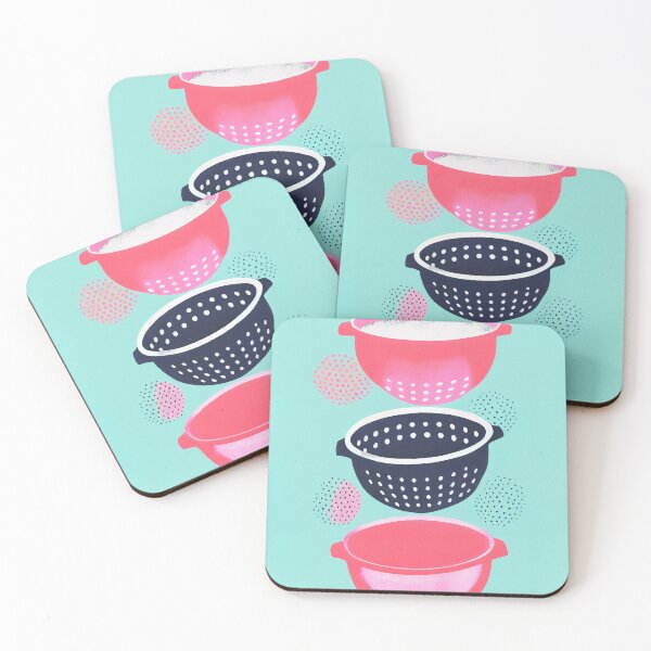 Item preview, Vibrant Pink Colanders Retro Poster Kitchen designed and sold by PinkNomad.