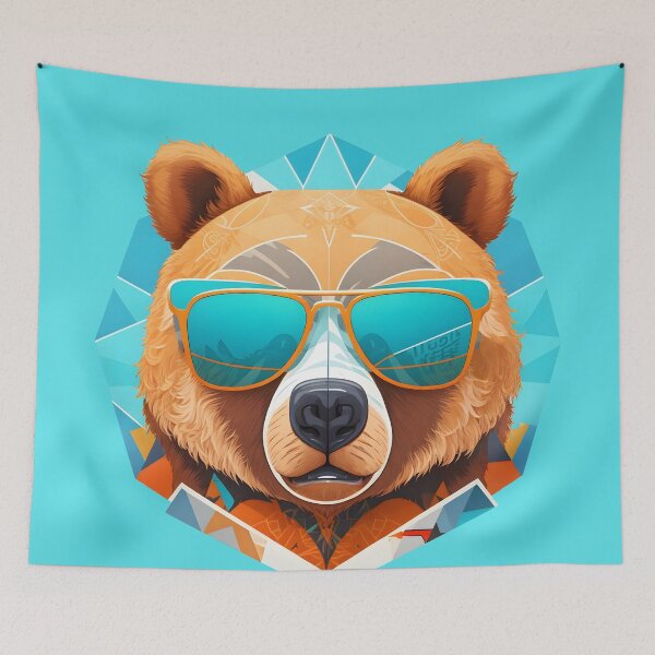 Item preview, Sunny Head of Bear with Colorful Sunglasses. designed and sold by The Animal Stuff.