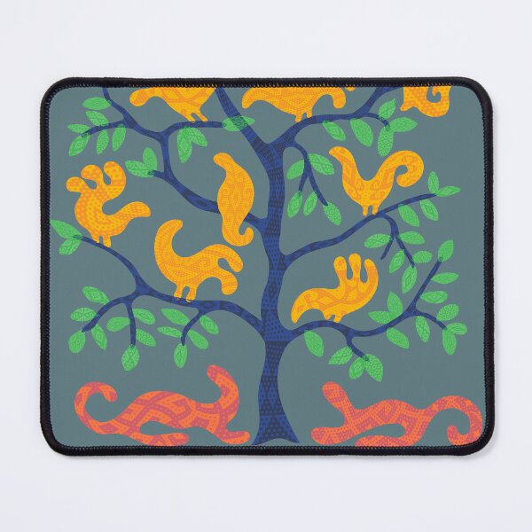 Item preview, Nomadic Harmony: Kyrgyz Felt Ornament Artwork with Birds on Tree and Cats on Ground designed and sold by Iskender Asanaliev.