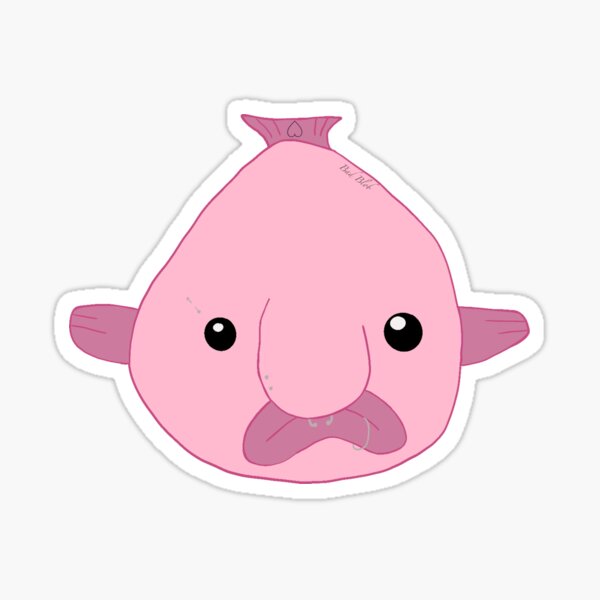 Blobfish Funny Deepsea Fish Vector Illustration In Doodle Style