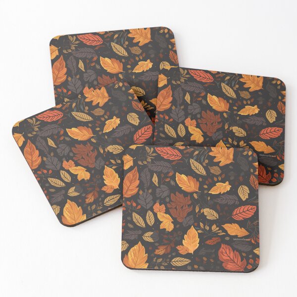 Item preview, Autumn's Nightfall: Hand-Drawn Windswept Leaves on a Dark Seamless Pattern designed and sold by stateofhuman.