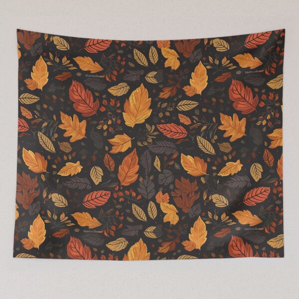 Item preview, Autumn's Nightfall: Hand-Drawn Windswept Leaves on a Dark Seamless Pattern designed and sold by stateofhuman.