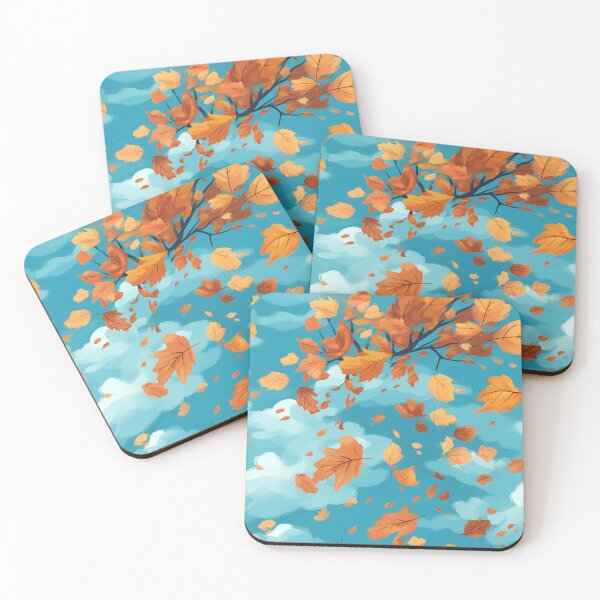 Item preview, Anime-Inspired Autumn: Seamless Pattern of Windblown Leaves in a Bright Sky designed and sold by stateofhuman.
