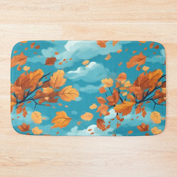 Item preview, Anime-Inspired Autumn: Seamless Pattern of Windblown Leaves in a Bright Sky designed and sold by stateofhuman.