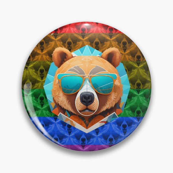 Item preview, Bear Pride ! Head of Bear with Colorful Sunglasses. Gay pride. More pride less prejudice ! designed and sold by The Animal Stuff.