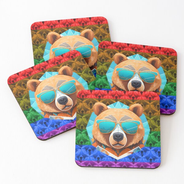 Item preview, Bear Pride ! Head of Bear with Colorful Sunglasses. Gay pride. More pride less prejudice ! designed and sold by The Animal Stuff.