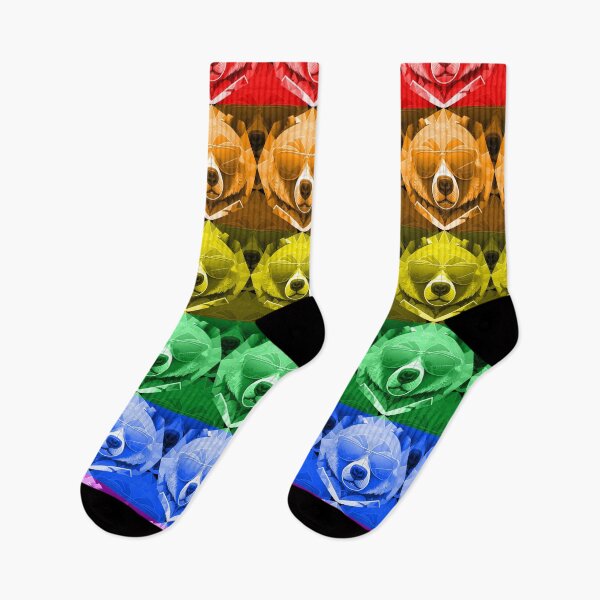 Item preview, Bear Pride ! Head of Bear with Colorful Sunglasses. Gay pride. More pride less prejudice ! designed and sold by The Animal Stuff.