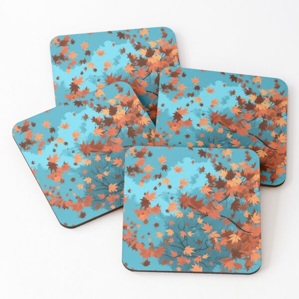 Item preview, Anime-Inspired Autumn var. 2: Seamless Pattern of Windblown Leaves in a Bright Sky designed and sold by stateofhuman.
