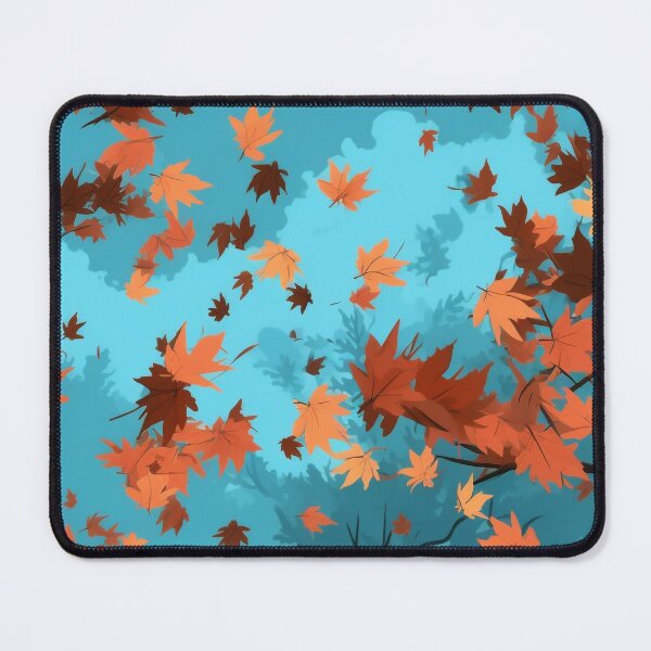 Item preview, Anime-Inspired Autumn var. 2: Seamless Pattern of Windblown Leaves in a Bright Sky designed and sold by stateofhuman.