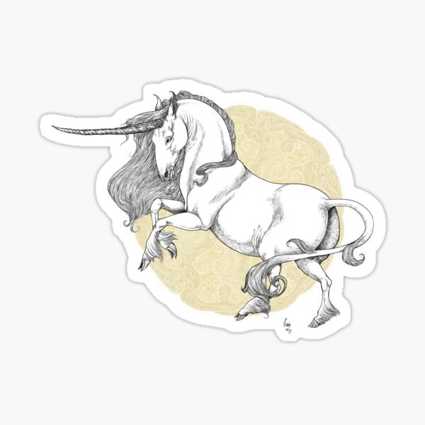 Pudgy round happy Unicorn rearing Sticker