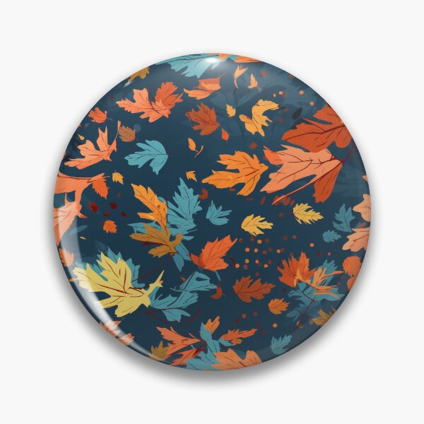Item preview, Twilight Tones of Autumn: Seamless Leaf Pattern in Dark Gray/Blue designed and sold by stateofhuman.