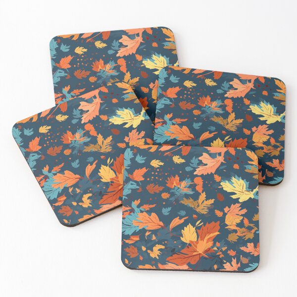 Item preview, Twilight Tones of Autumn: Seamless Leaf Pattern in Dark Gray/Blue designed and sold by stateofhuman.