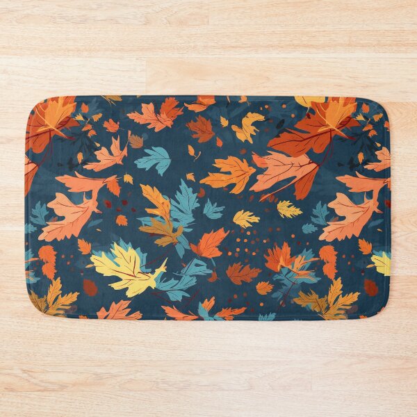 Item preview, Twilight Tones of Autumn: Seamless Leaf Pattern in Dark Gray/Blue designed and sold by stateofhuman.