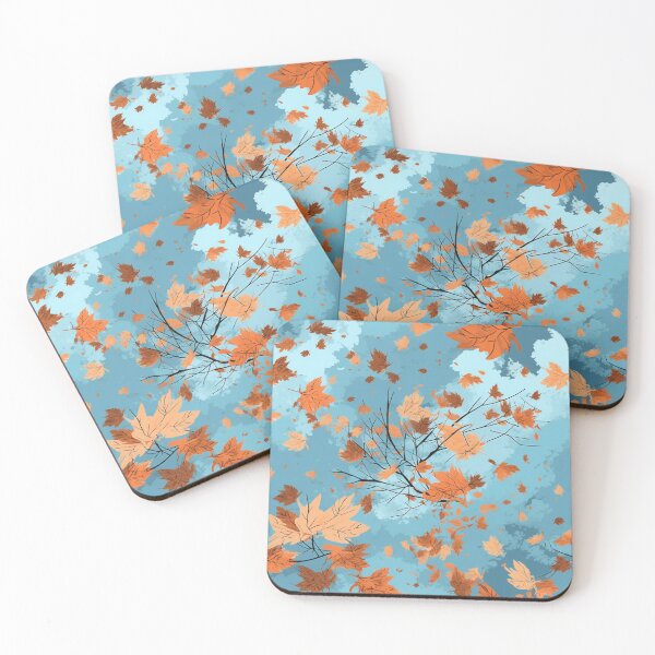Item preview, Anime-Inspired Autumn var. 6: Seamless Pattern of Windblown Leaves in a Bright Sky designed and sold by stateofhuman.