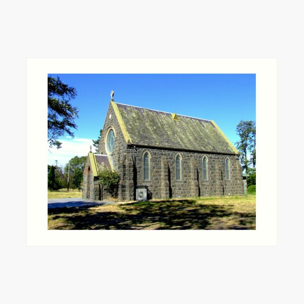 Blue stone church Art Print