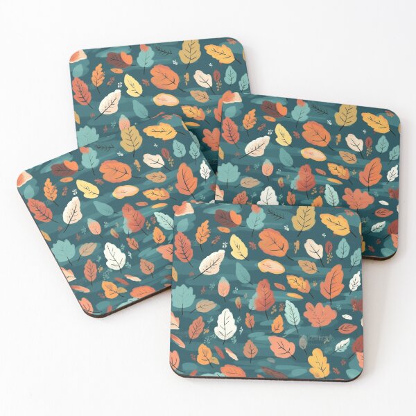 Item preview, Twilight Tones of Autumn var. 3: Seamless Leaf Pattern in Dark Gray/Blue designed and sold by stateofhuman.