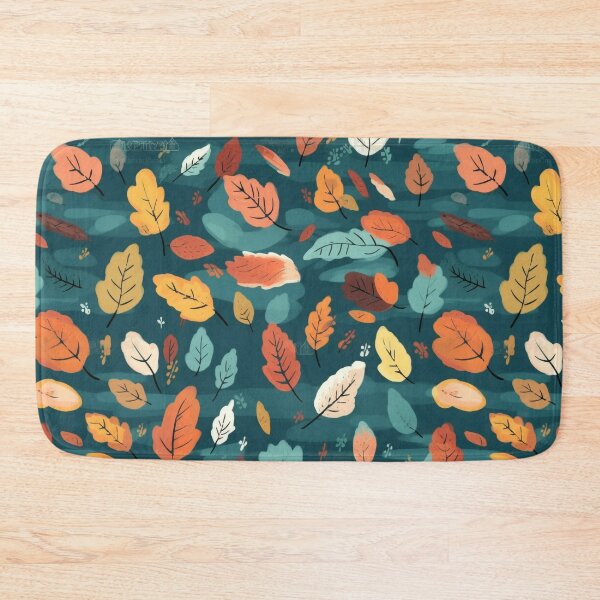 Item preview, Twilight Tones of Autumn var. 3: Seamless Leaf Pattern in Dark Gray/Blue designed and sold by stateofhuman.