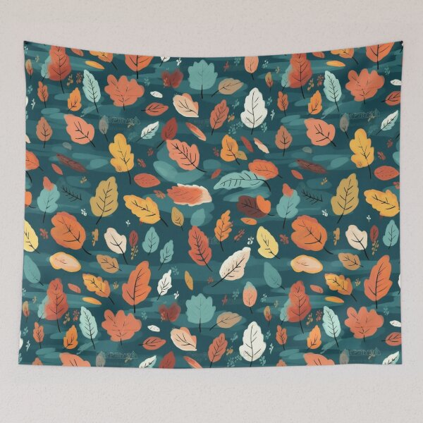 Item preview, Twilight Tones of Autumn var. 3: Seamless Leaf Pattern in Dark Gray/Blue designed and sold by stateofhuman.