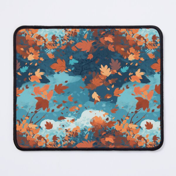 Item preview, Twilight Tones of Autumn var. 4: Seamless Leaf Pattern in Dark Gray/Blue designed and sold by stateofhuman.