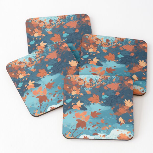 Item preview, Twilight Tones of Autumn var. 4: Seamless Leaf Pattern in Dark Gray/Blue designed and sold by stateofhuman.