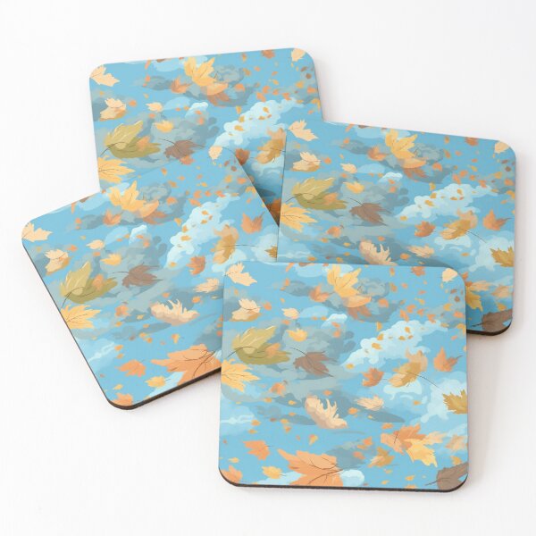 Item preview, Anime-Inspired Autumn var. 5: Seamless Pattern of Windblown Leaves in a Bright Sky designed and sold by stateofhuman.