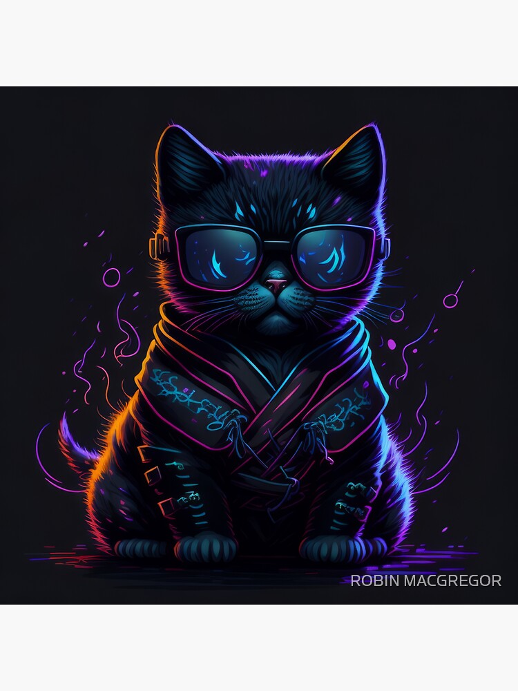 Neon Watercolor Cats Vinyl