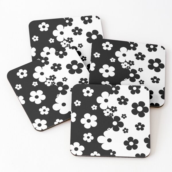 Item preview, 60's Retro Pop Small Flowers in Black and White designed and sold by MellowCat.