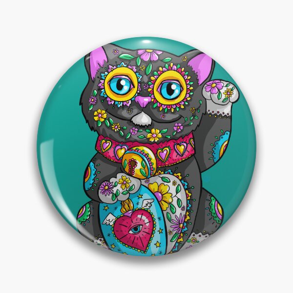 Item preview, Black and white cat, Mexican style lucky charm designed and sold by Les-Oraces-K.