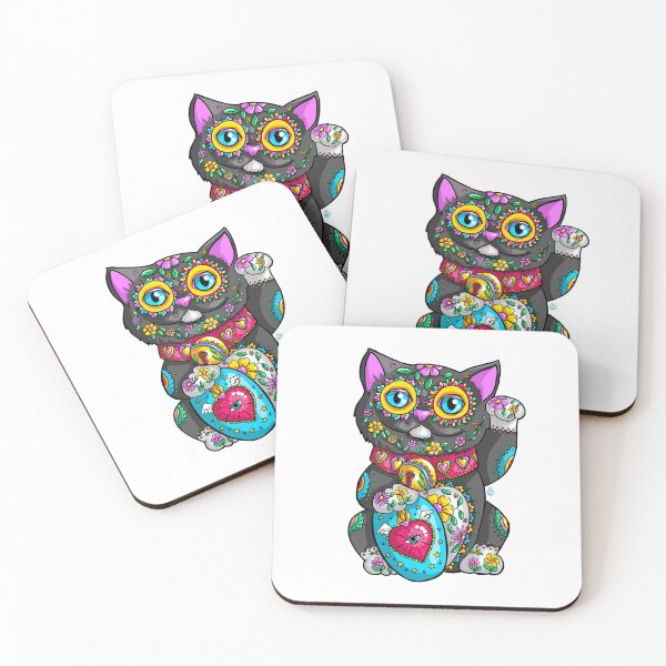 Item preview, Black and white cat, Mexican style lucky charm designed and sold by Les-Oraces-K.